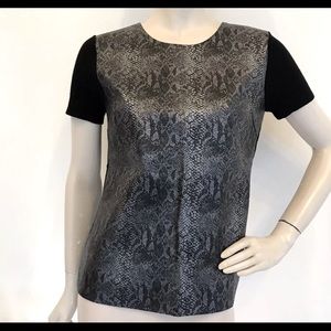 Saks Fifth Avenue Snake Print Faux Leather Top Size S